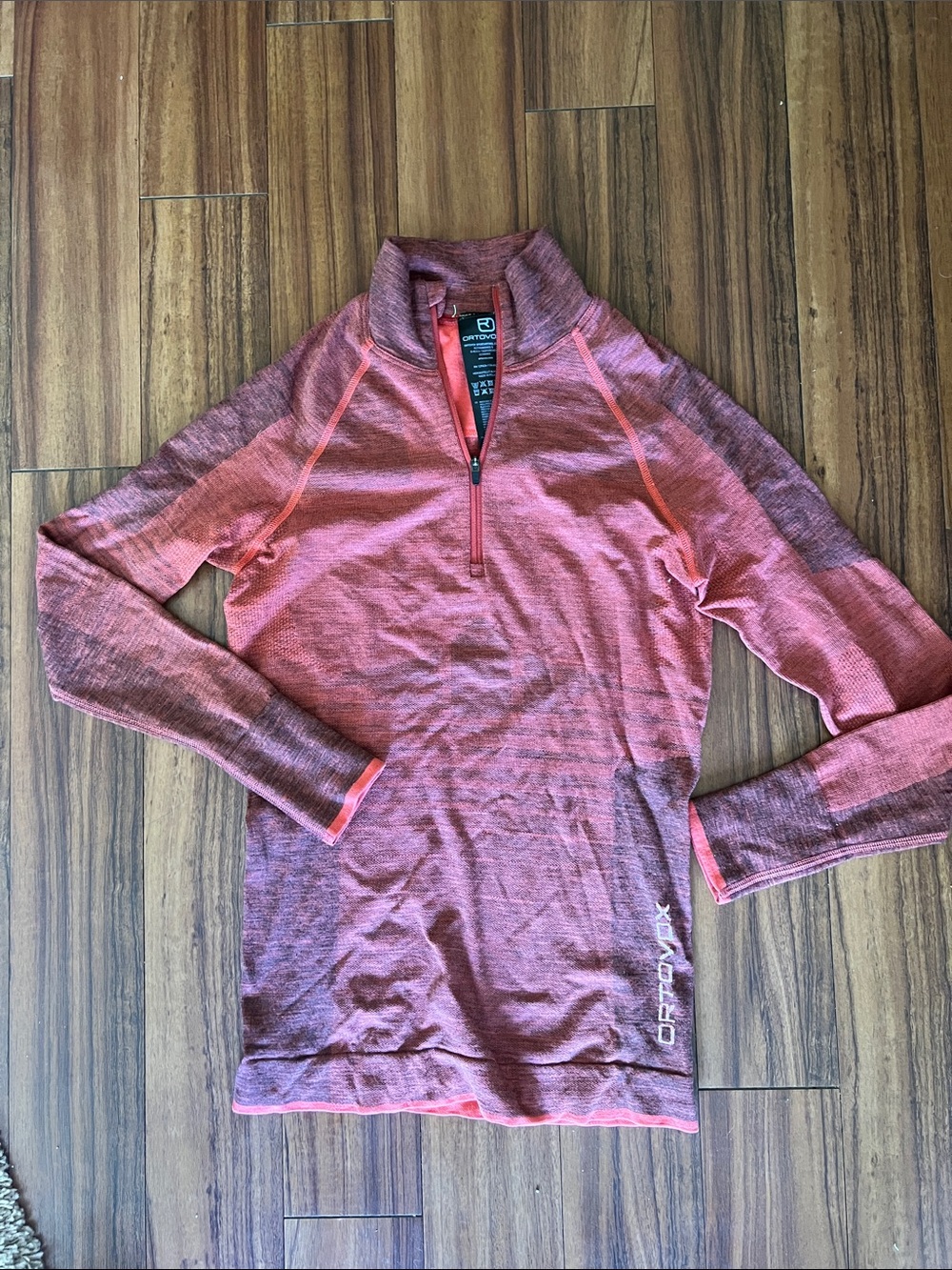 Ortovox Pink Merino Wool  Quarter- Zip Thermal